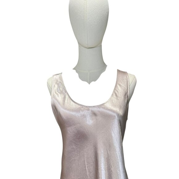 Max Mara Leisure Champagne Crinkled Satin Slip Dress Metallic Pink Size 10 - Picture 9 of 10